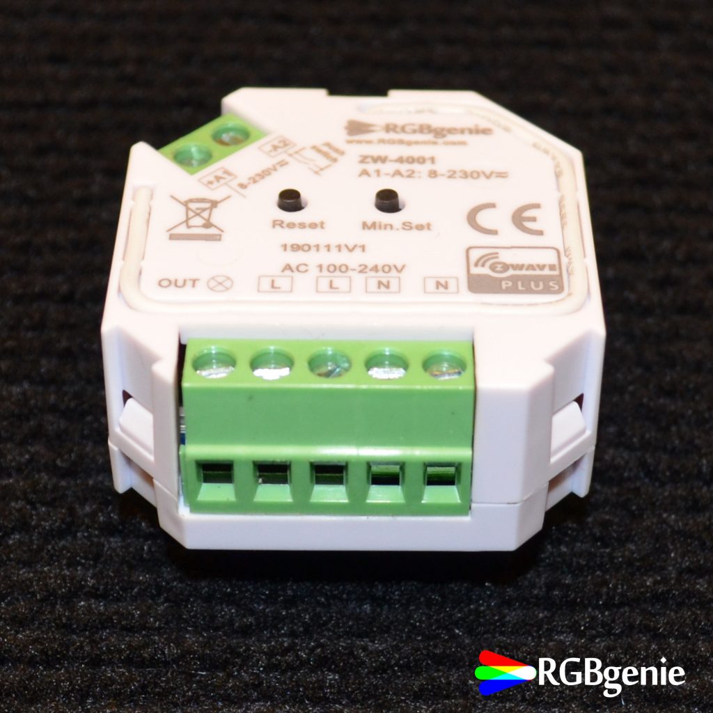 ZWave Plus Micro Controller and Lamp Module Single Channel Trailing Edge Dimmer RGB Genie